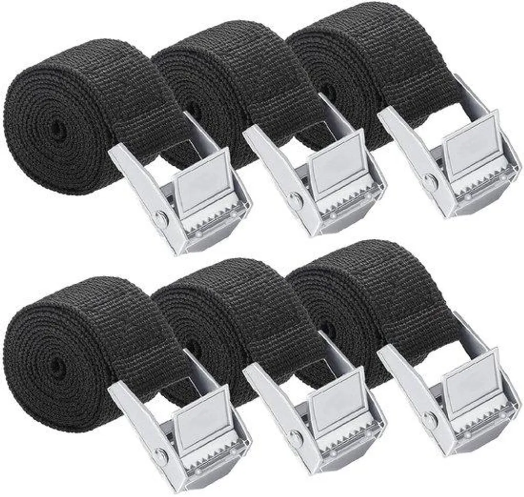 Sangles de serrage renforcées 0,5 m x 25 mm noires pour porte-vélos 500 kg