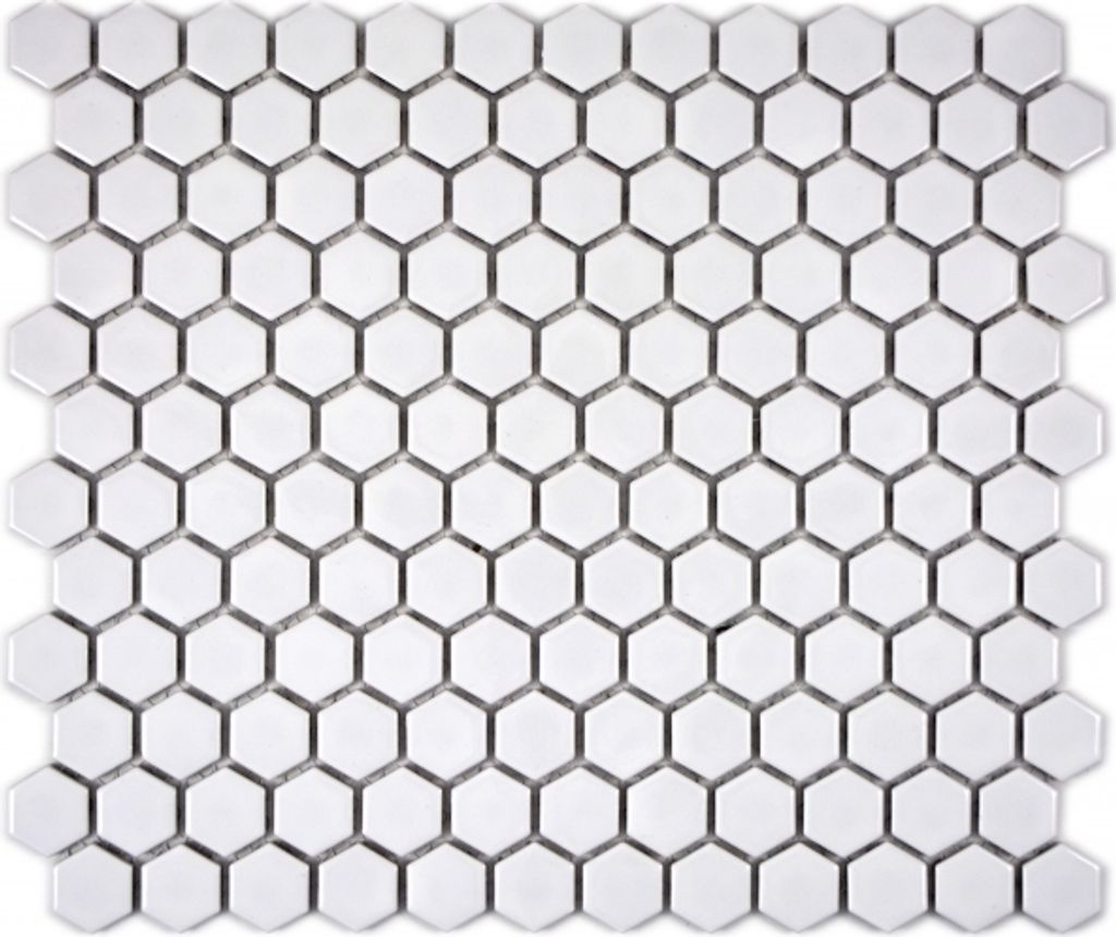 Mosaik Fliese Keramik Hexagon weiß glänzend Fliesenspiegel Küche MOS11A-0102_f | 10 Mosaikmatten