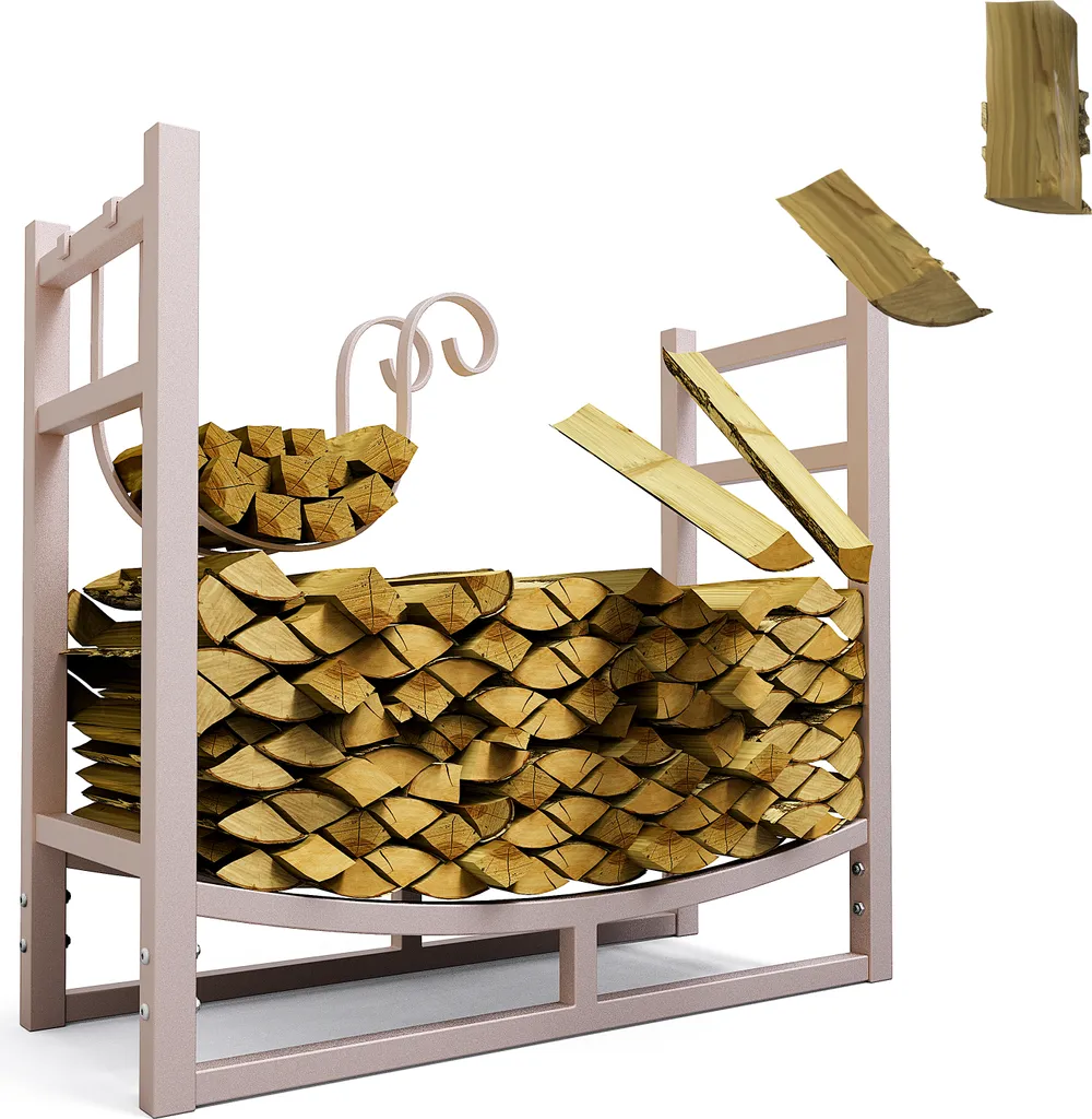 Étagère à bois de chauffage intérieur 84x33x76cm Métal Blanc Crème