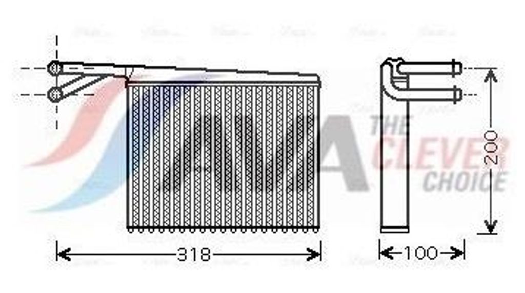 AVA COOLING SYSTEMS MSA6372 Wärmetauscher Innenraumheizung Kühler passend für MERCEDES-BENZ SPRINTER 3-t Kasten (903) SPRINTER 3-t Bus (903)