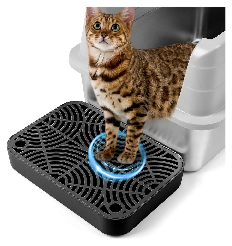 Kunststoff Katzentreppe mit Filterfunktion, Katzentoilettenrampe für Kätzchen und ältere Katzen, automatische selbstreinigende Katzentoilette (S...