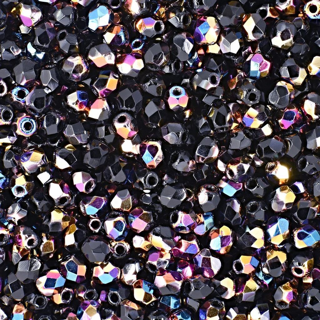 Polierte Perlen 3mm Vitex Jet - 60 Stück