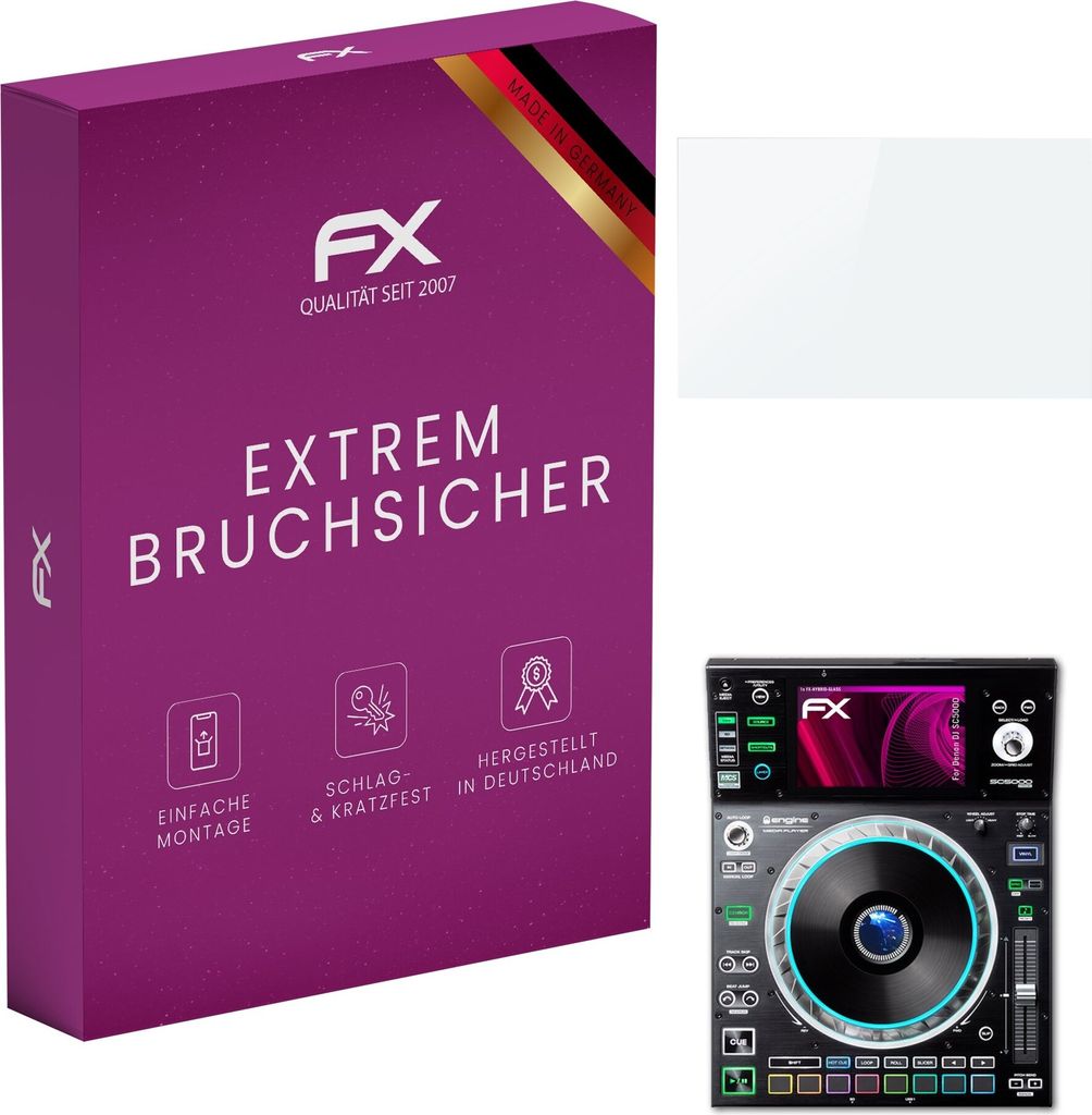 atFoliX FX-Hybrid-Glass Displayfolie kompatibel mit Denon DJ SC5000 Glasfolie