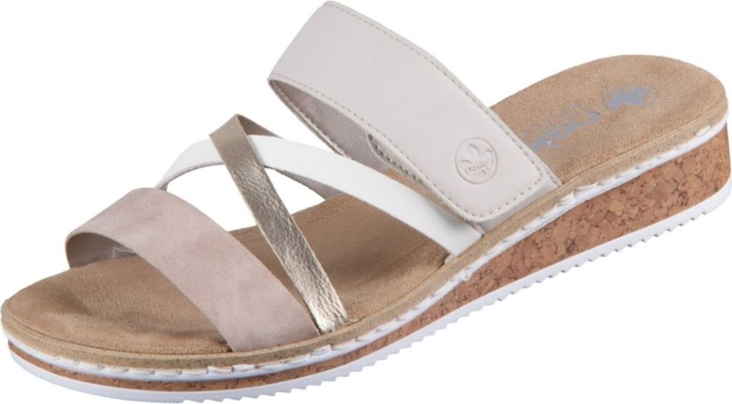 Rieker Damen Pantolette beige-metallic-rose, Damen:36 EU Zdjęcie produktu 