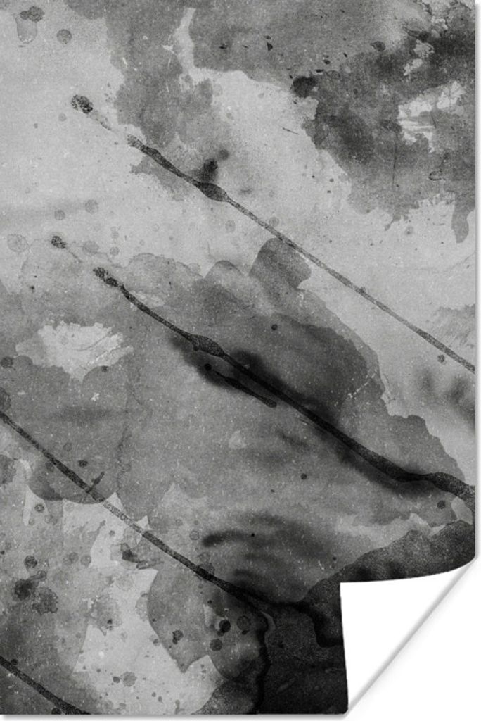 MuchoWow Poster Aquarell - Schwarz - Grau - Abstrakt 120x180 cm - Kunstposter