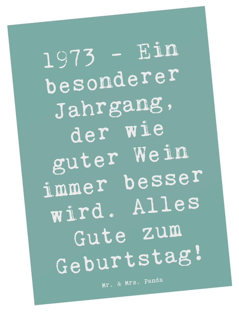 Mr. & Mrs. Panda Postkarte Spruch 1973 Geburtstag - Produktbild 