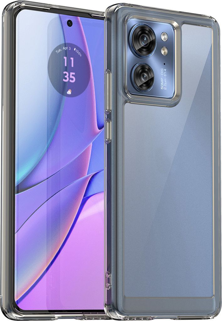 Schutzhülle für Motorola Edge 40 Klar Rückseite Stoßfeste TPU Silikon Bumper Hülle Grau