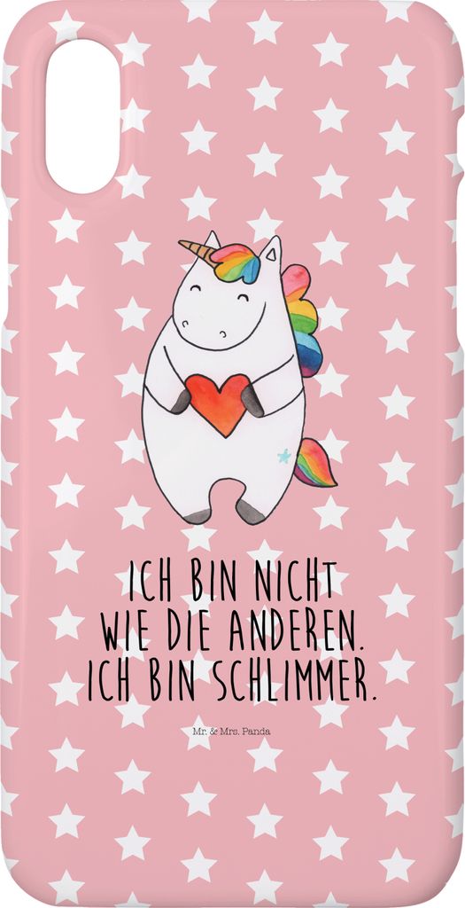Mr. & Mrs. Panda Iphone 10 Handyhülle Einhorn Herz - Rot Pastell - Geschenk, Handy, Unicorn, Anders, X, Einhörner, Case, Cover, Freundin, Hülle,...
