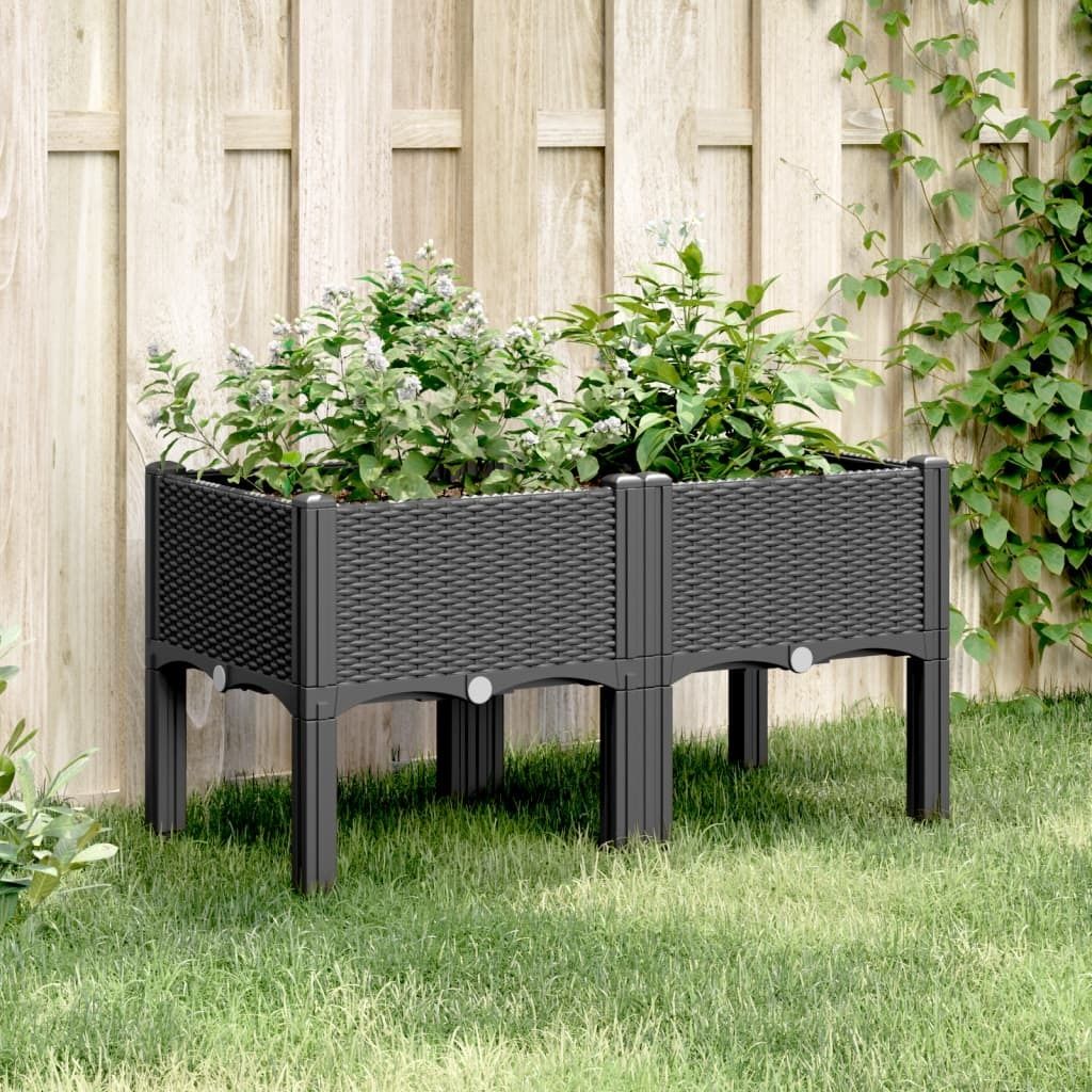 Möbel Pflanzkasten mit Beinen Schwarz 80x40x42 cm PP CL0000275206