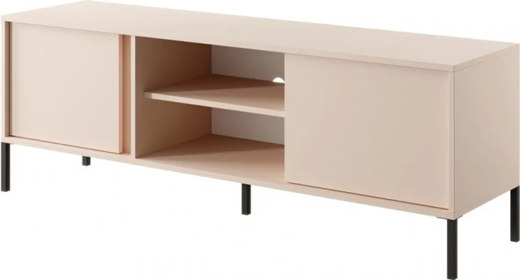 Meuble TV en bois beige SLOCOMB 153 cm au style minimaliste