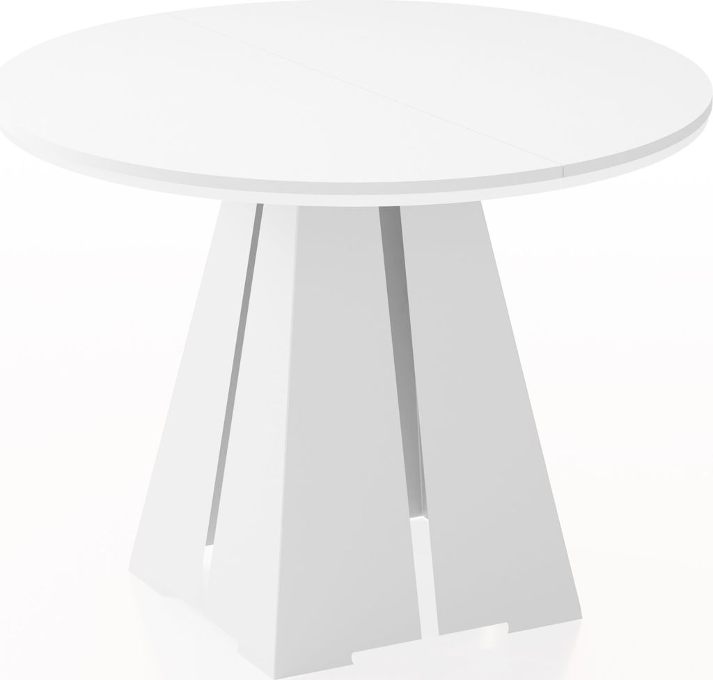 Runder ausziehbarer Esstisch mit weißem Metallgestell - moderner industrieller Tisch für Esszimmer oder Küche - 120 cm bis 200 cm - EU - Weiß