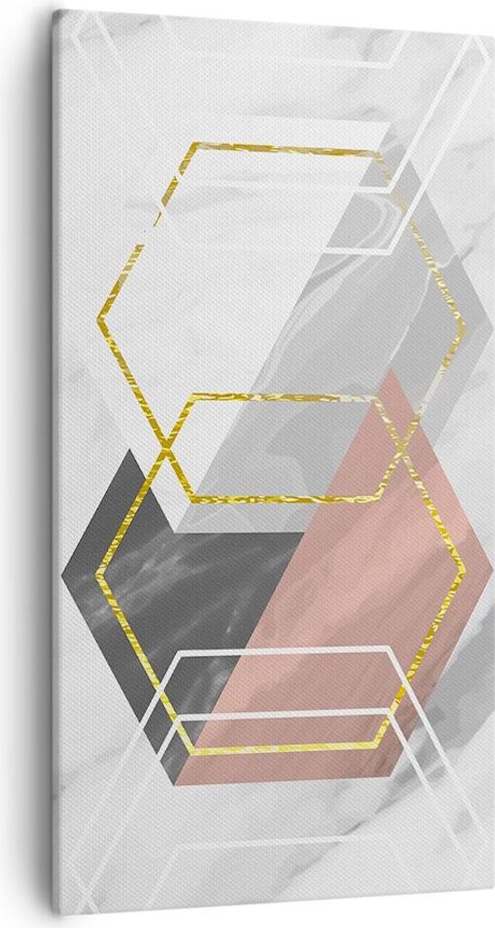 Bild auf Leinwand - Leinwandbild - Einteilig - Zahlen Weiß Golden - 55x100cm - Wand Bild - Wanddeko - Wandbilder - Leinwanddruck - Bilder - Wandde...