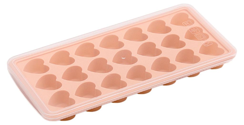 Herzförmige Eiswürfelformen, antihaftbeschichtet, wiederverwendbar, aus Silikon mit Deckel, stapelbar, lebensmittelecht, BPA-frei