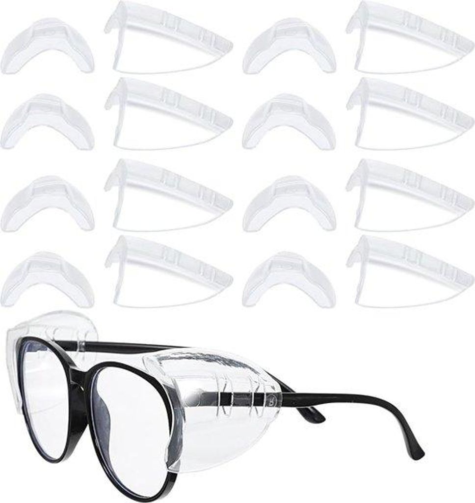 Sicherheitsbrille für Brillengläser - flexible Einpasstechnik - universelle klare Brille - kleine bis große Brillen - 8 Paar - Plastik - für ve...