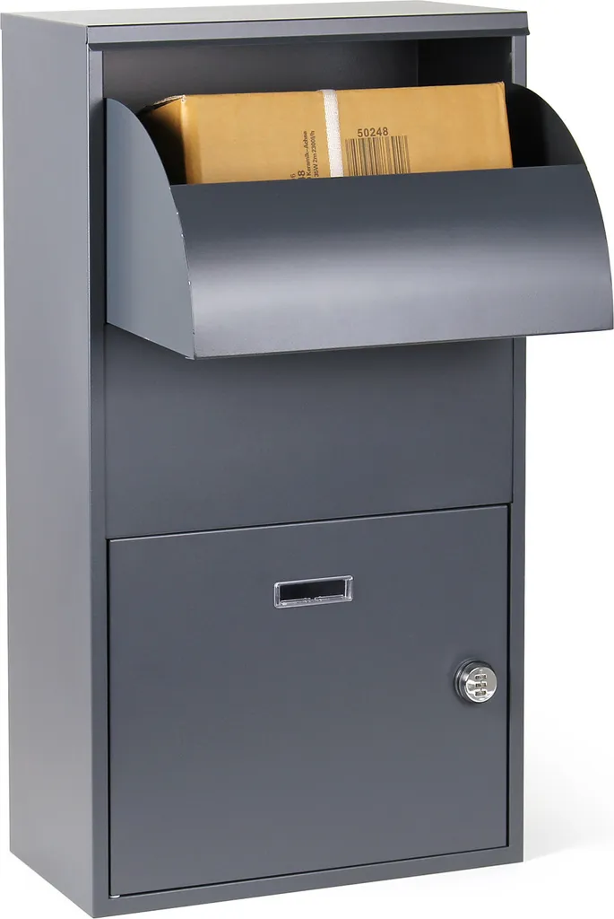 Boîte aux Lettres pour Colis et Courrier à Fixation Murale - Acier Gris