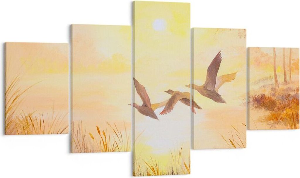 Bild auf Leinwand - Leinwandbild - Vogel Natur Wasser - 125x70cm - Wand Bild - Wanddeko - Leinwanddruck - Bilder - Kunstdruck - Wanddekoration - Le...