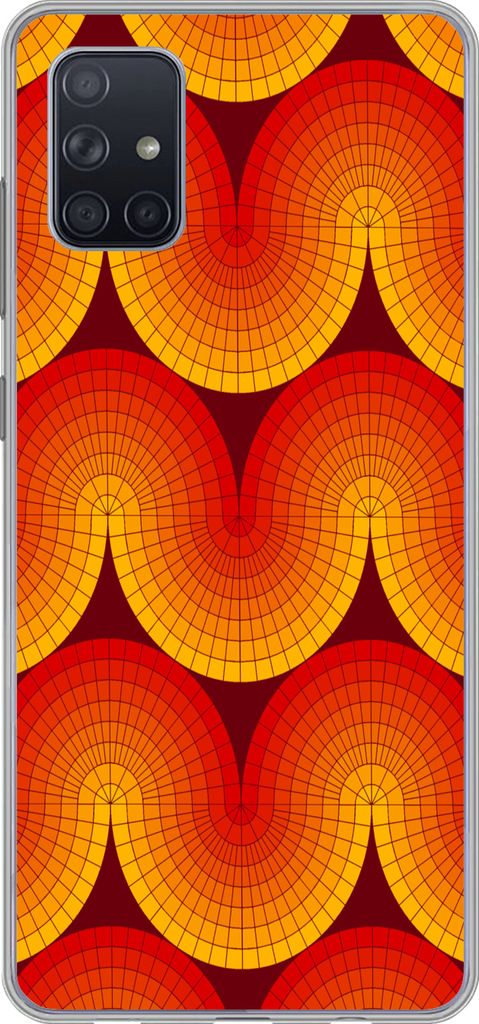 MuchoWow Handyhülle Schutzhülle Hülle für Telefoonhoesje Samsung Galaxy A71 Design - Retro - Rot - Abstrakt Silikon Softcase Handy Hülle - K...