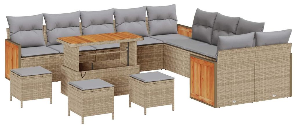 vidaXL Gartensofa-set mit Kissen 14 pcs Beige und Hellgrau