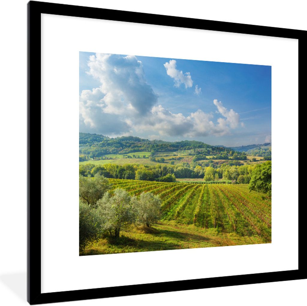MuchoWow Gerahmtes Poster Toskana - Landschaft - Wolken 40x40 cm - Poster mit Schwarzem Bilderrahmen Wandposter Rahmen Foto Bilder - Poster - Pla...