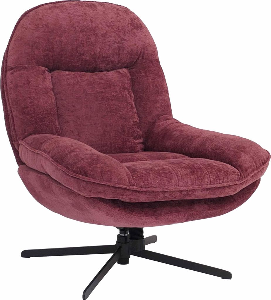 Relaxsessel MCW-P32, Fernsehsessel Nosagfederung Polstersessel, drehbar Metall Stoff/Textil Chenille (370 g/m²) beere