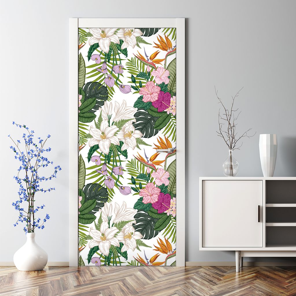 Dekorative Aufkleber selbstklebend Klebefolie Türaufkleber Türposter Vintage Flamingos 70 x 200 cm