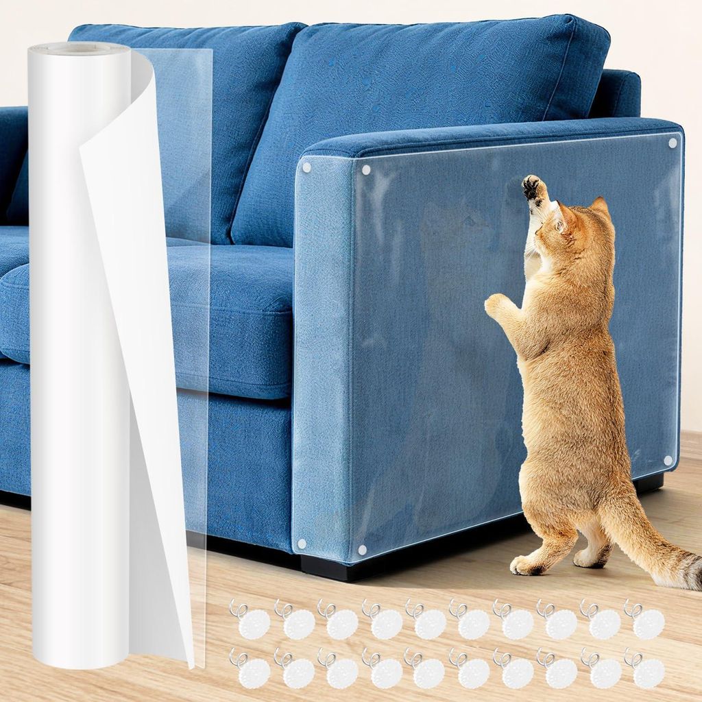 Kratzschutz Sofa Katze 5m x 42cm, Sofaschutz Katze Transparent Kratzfolie Katzen Selbstklebend für Moebel Couch Tür Wand