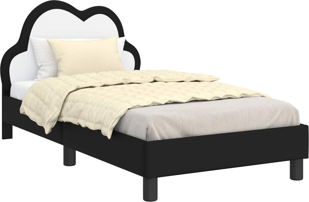 Möbel Kinderbettgestell elegante Design - Einzelbett/Bettgestell - mit Kopfteil Schwarz 80 x 160 cm Polyurethan- Top7321174