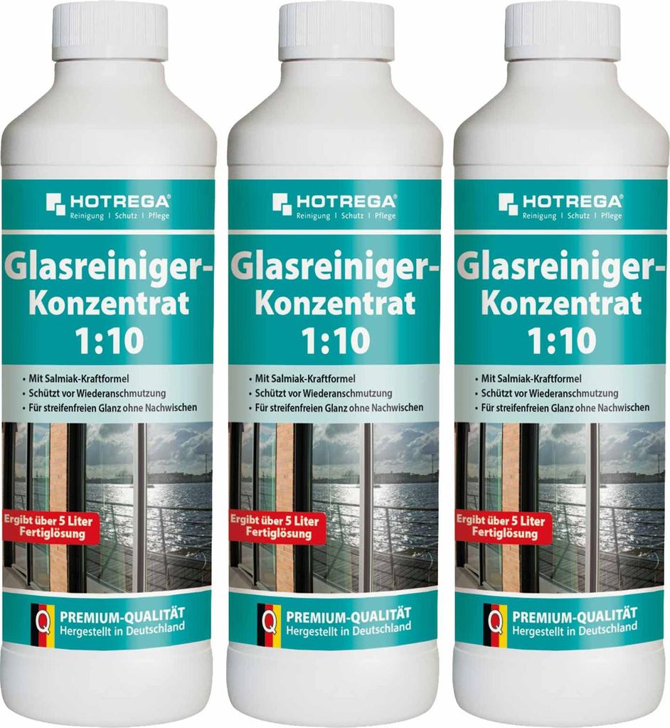 HOTREGA Glasreiniger 1:10 Konzentrat 500ml, Reinigung Glasflächen, Reiniger Glas