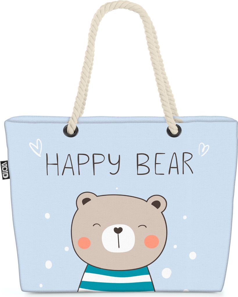 VOID Happy Bear Bär Kinder Strandtasche Shopper 58x38x16cm 23L XXL Einkaufstasche Tasche Reisetasche Beach Bag