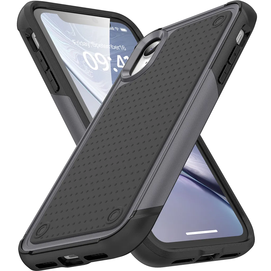Cover iPhone XR Antiurto Militare Grigio - Custodia Robusta 2in1 TPU+PC