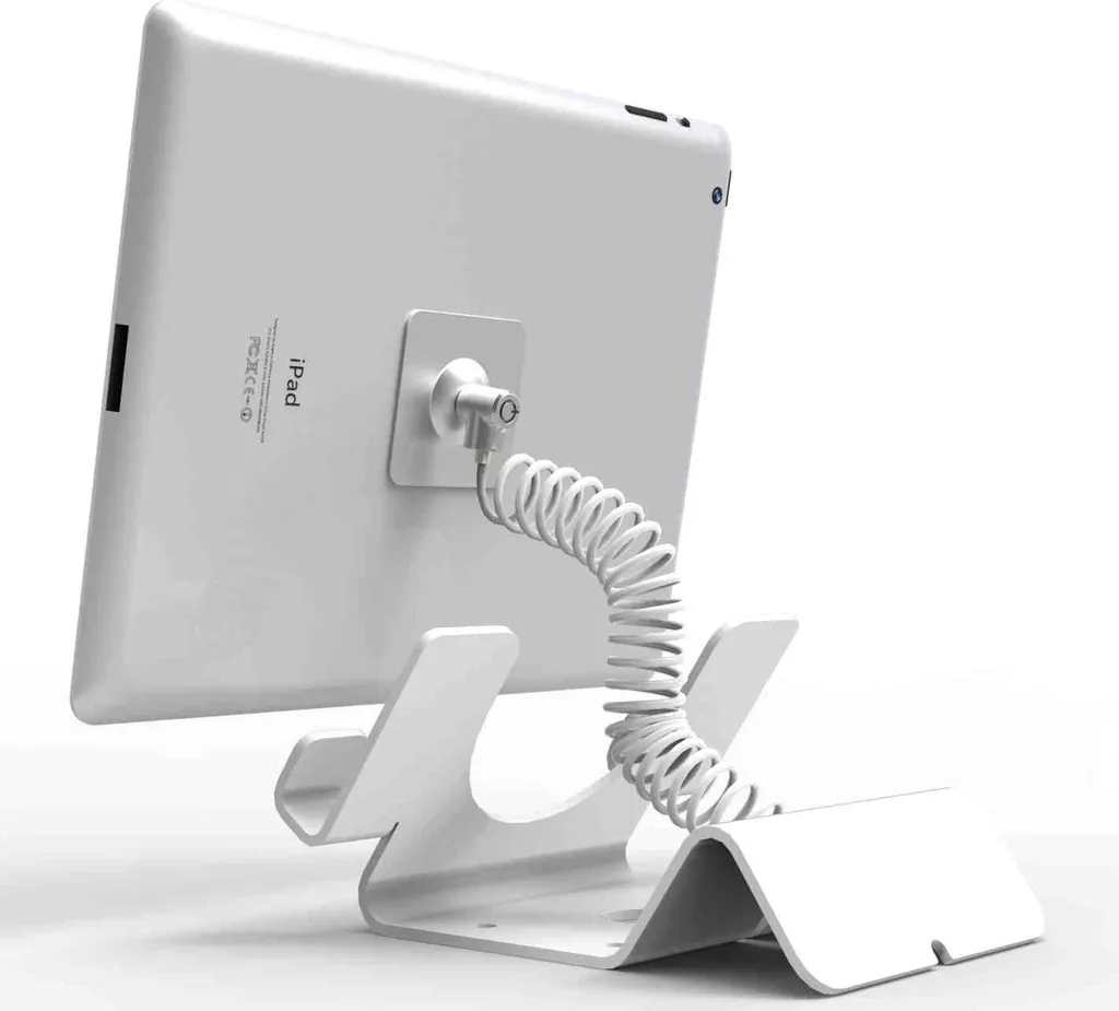 Support tablette universel blanc pour exposition et borne interactive