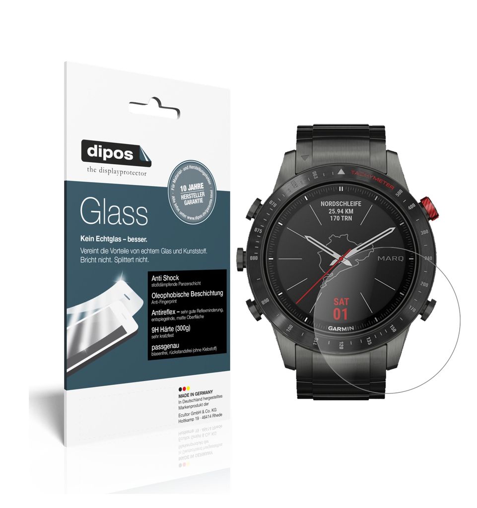 1x Schutzfolie für Garmin MARQ Driver matt - Anti-Shock 9H Folie dipos Glass Kunststoffglas