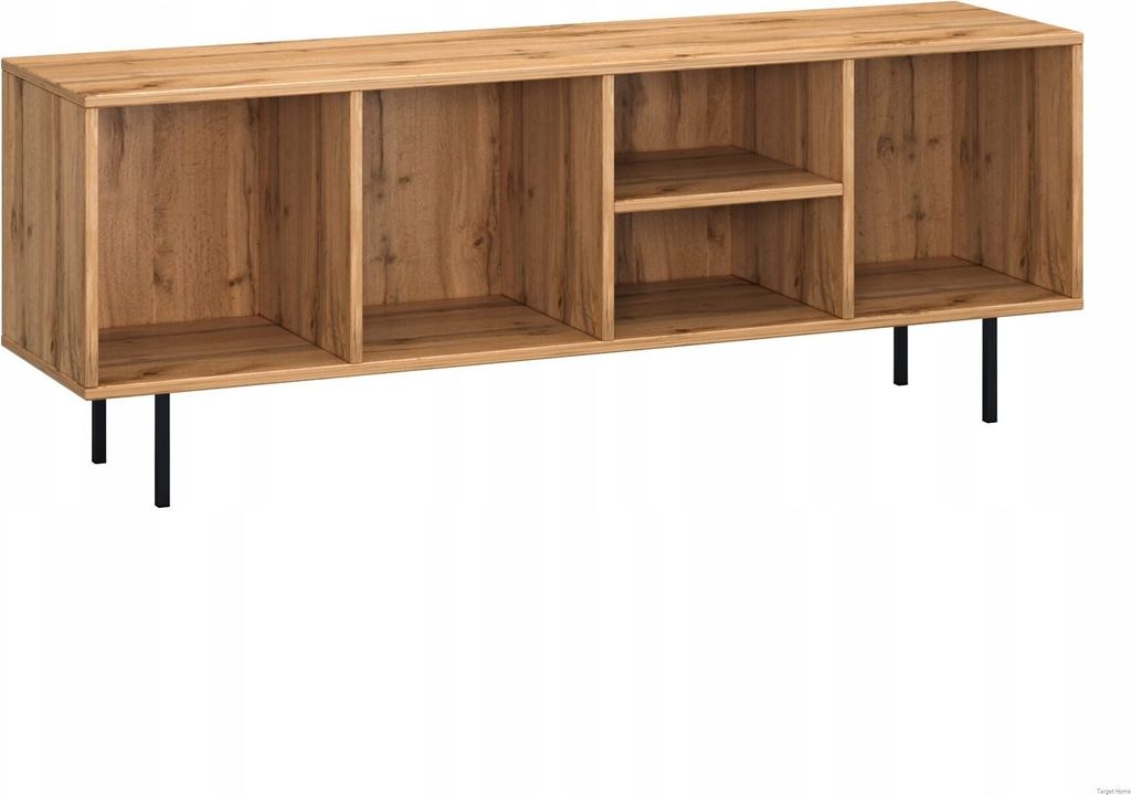 TV-Bank TV-Schrank und Regal auf Metallbeinen, Wotan-Eiche – Modernes Lowboard