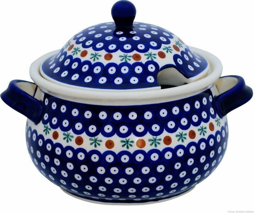 Original Bunzlauer Keramik 3 Liter Suppenterrine Terrine mit Deckel und Henkel Ø 28 cm im Design 41
