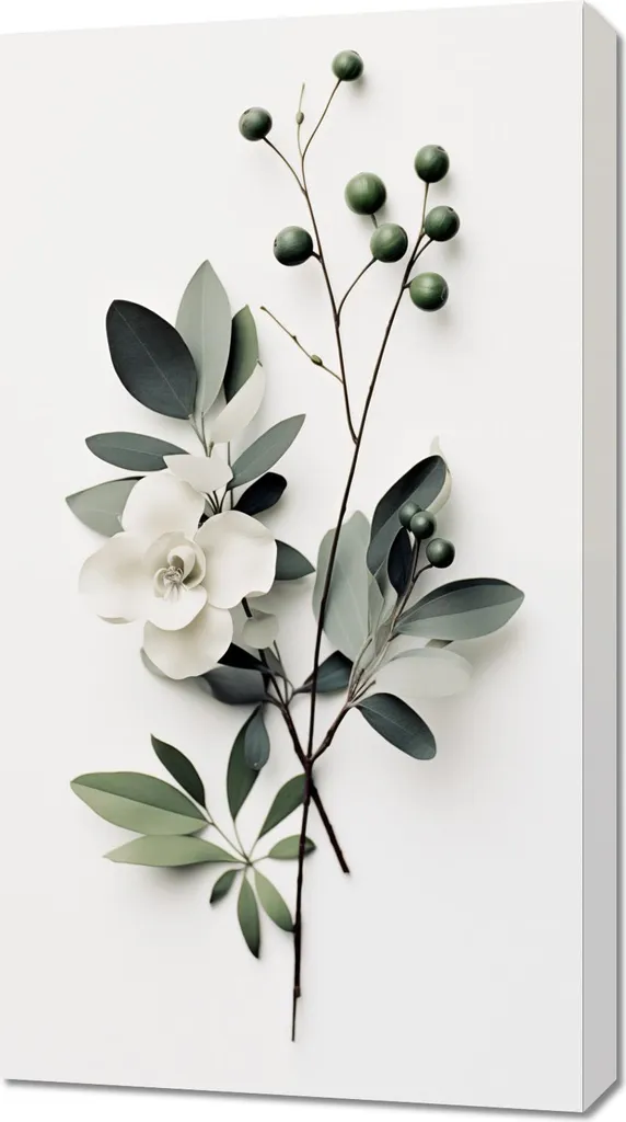 Quadro 3D Fiore di Carta 50x90cm - Decorazione Murale Minimalista