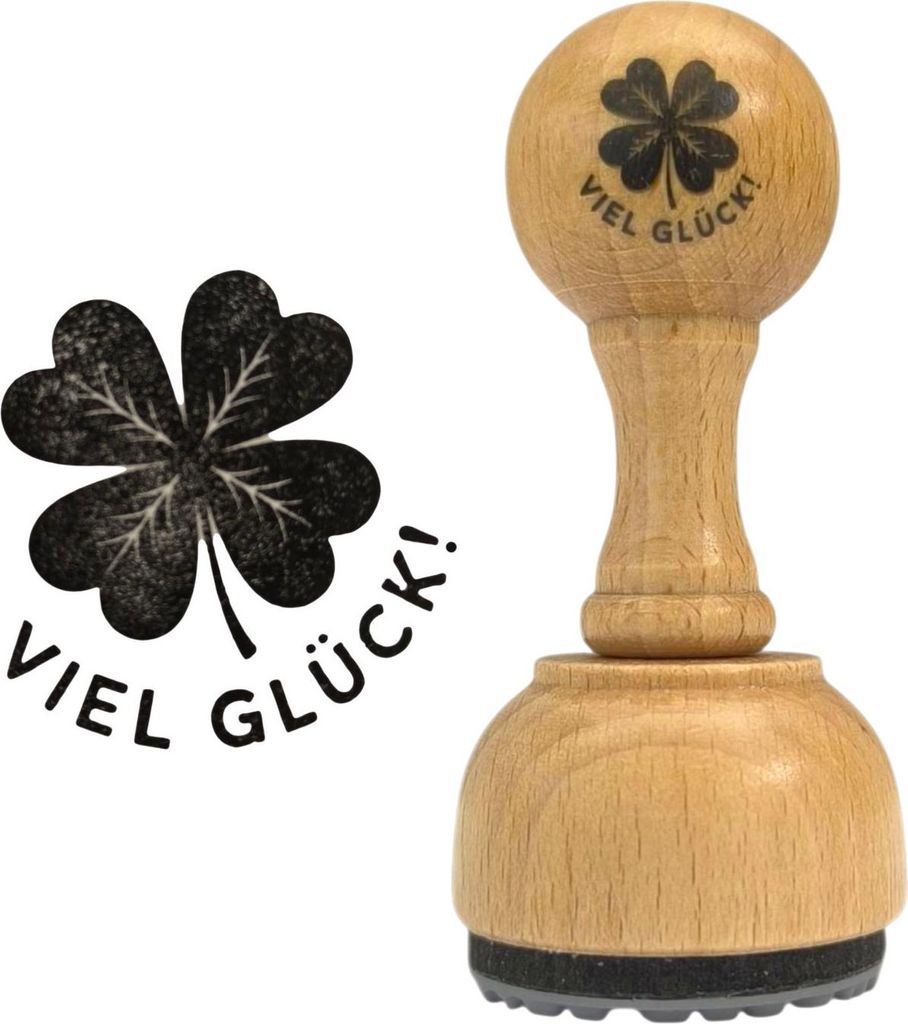 Kleeblatt Viel Glück! Holzstempel Produktbild 