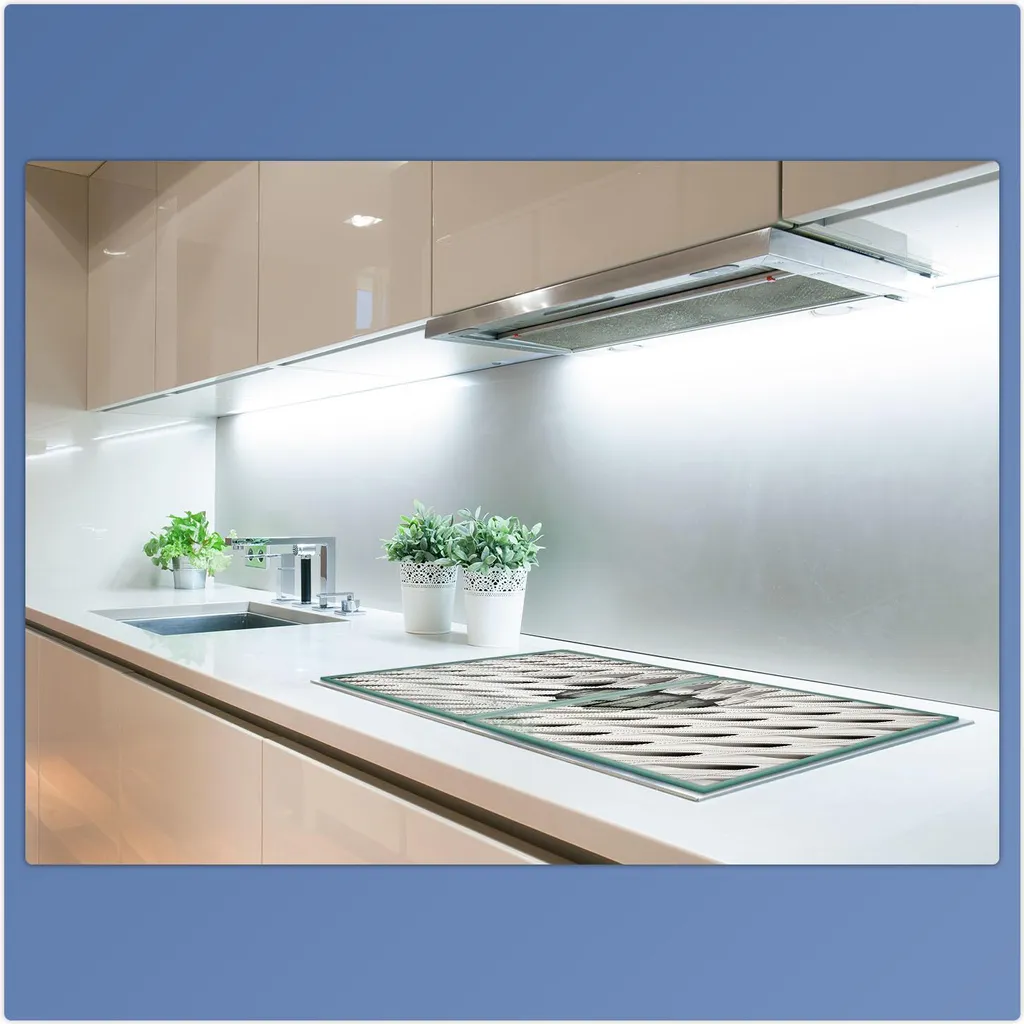 Piastra Copertura Fornelli 2x 40x52 Bianco Astratto | Protezione Top - 5