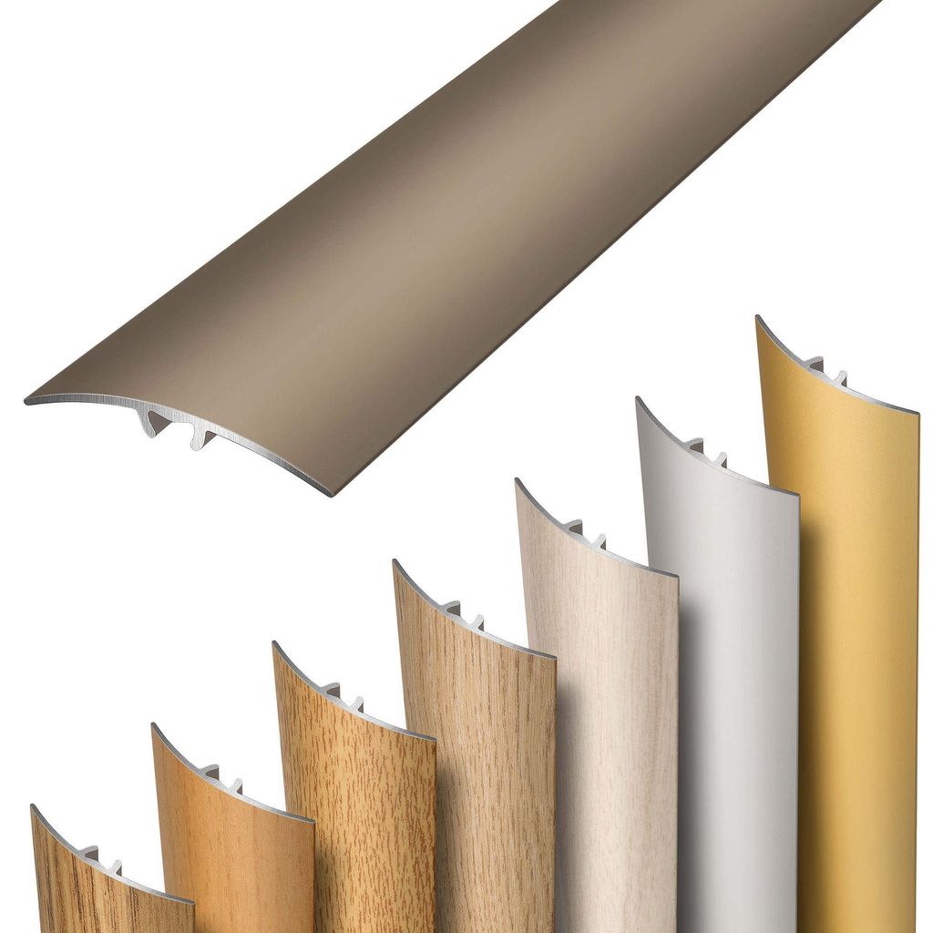 Dalsys Übergangsprofil selbstklebend, zum Stecken und verbinden 186cm x 37mm aus Aluminium, Boden Übergangsleiste Höhenausgleich in Champagner