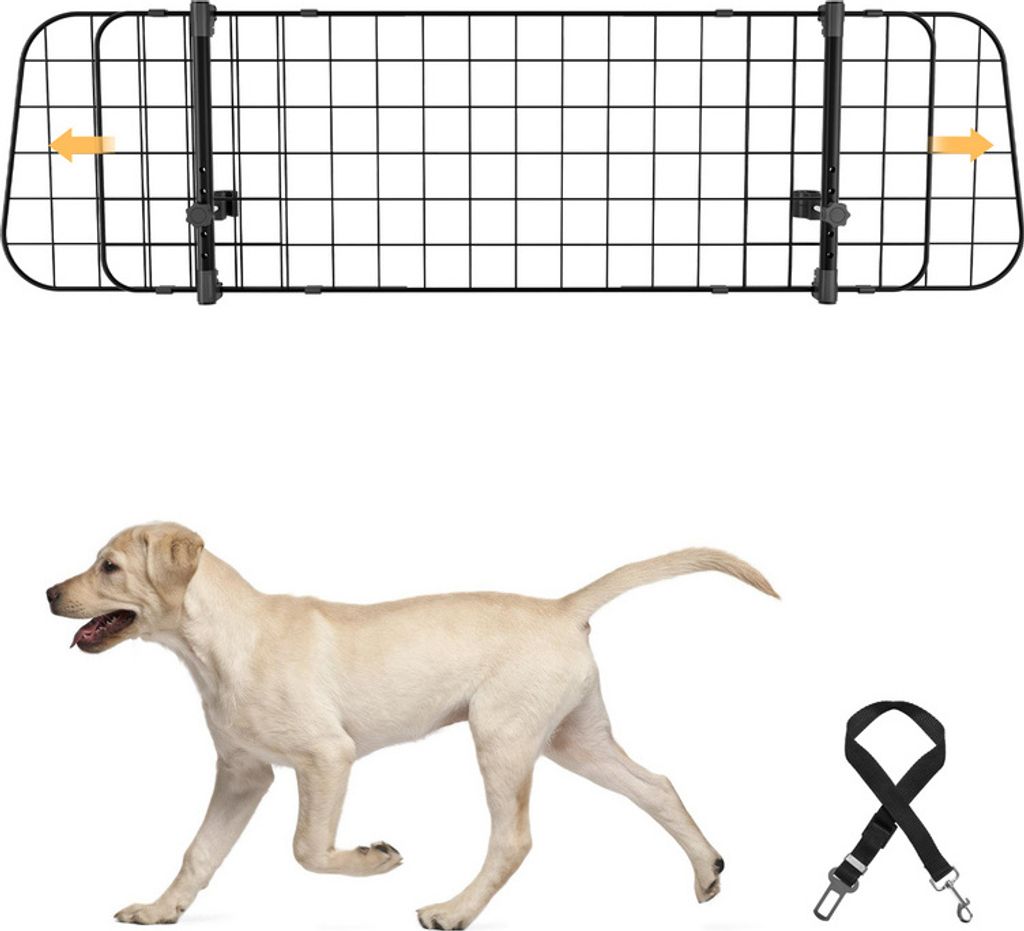 Jopassy hundegitter auto Nimm 3 stacheldraht,verstellbar von 90-145 cm Trenngitter Universal Für hunde schwarz