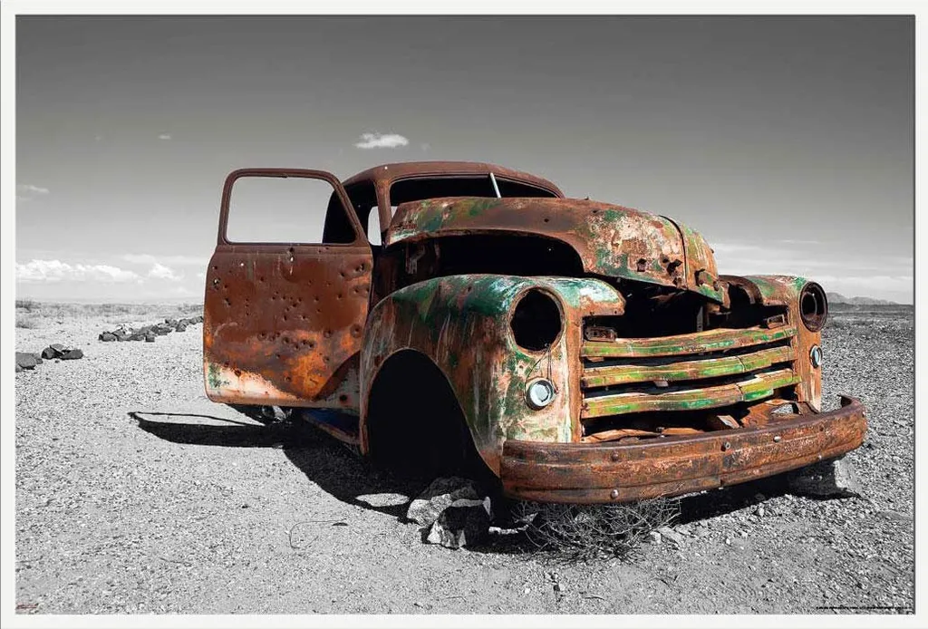 Affiche Camion Accidenté Colourlight avec Cadre Shinsuke Blanc 61x91 cm