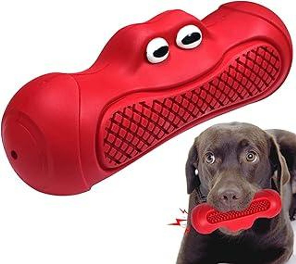 Hundespielzeug Unzerstörbar Große Hunde Kauspielzeug für Aggressives Kauen, Robuster Gummi Quietschend Dog Toys, Interaktives Hunde Spielzeug f...