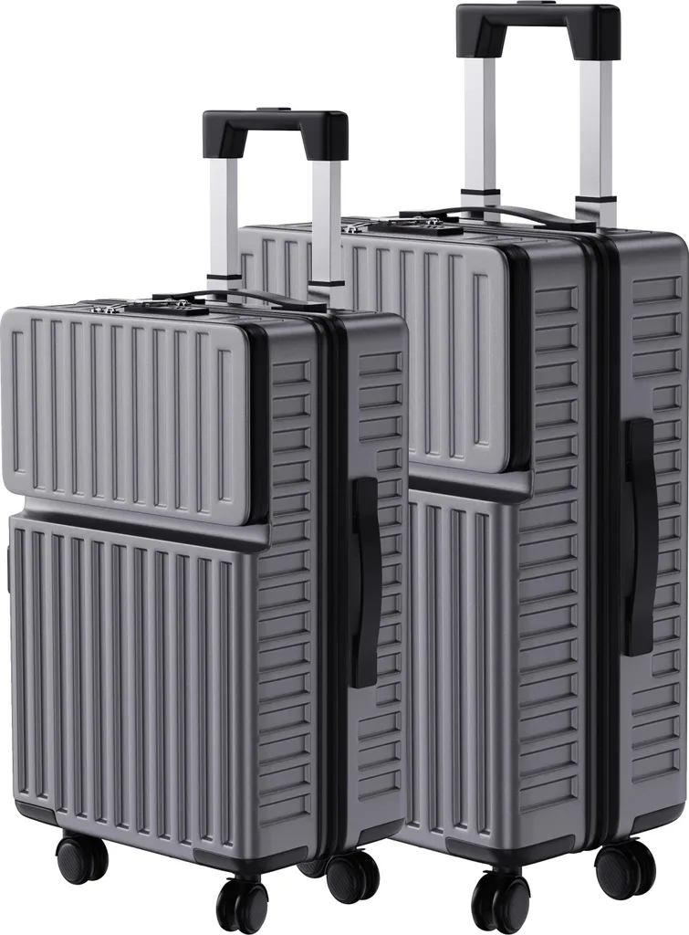 Valises ABS argent ultra résistantes avec roulettes 360° et poignées pro
