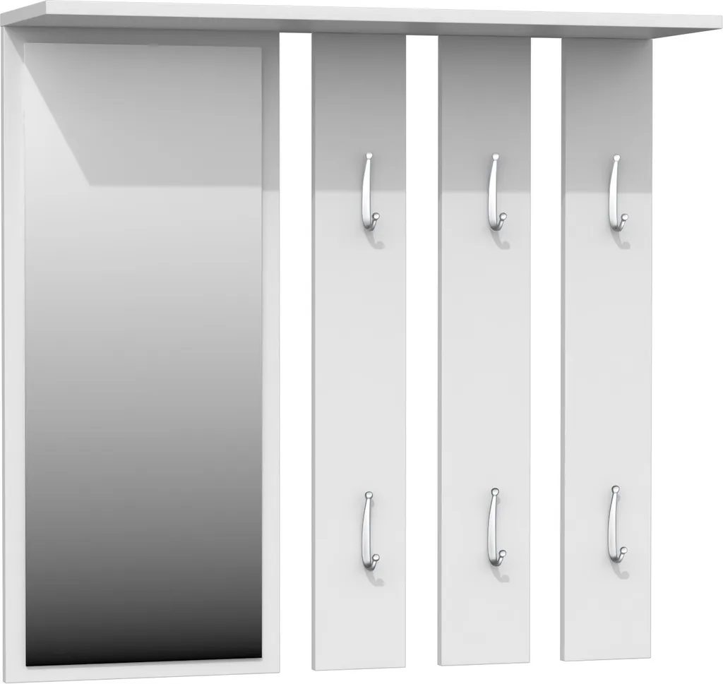 Mur d'entrée ANDRUS blanc mat : vestiaire complet avec miroir et patères