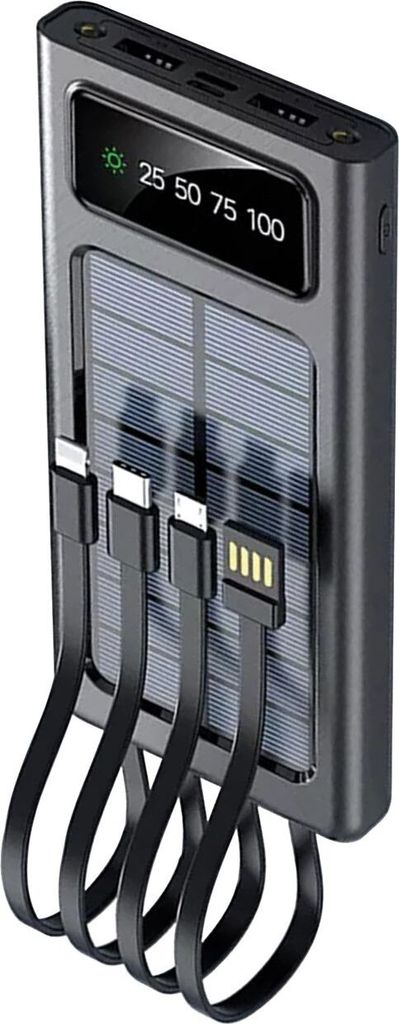 2GO Powerbank Solar 10000mAh s LED svítilnou černá Obrázek produktu 2