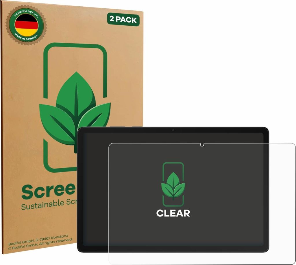 2x ScreenLeaf Schutzfolie für Samsung Galaxy Tab A11 Plus WiFi 11" nachhaltiger Displayschutz Display Schutz Folie Klar Transparent