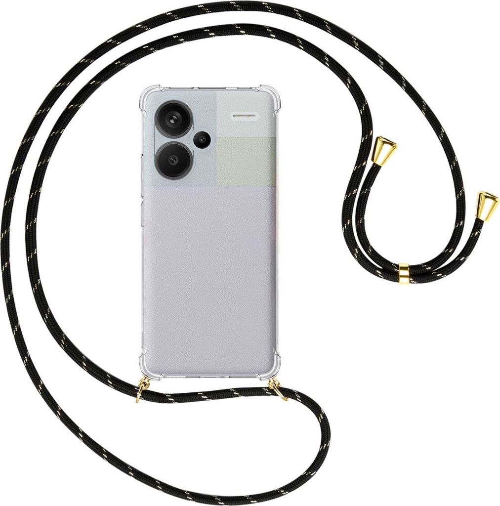 Handykette Backcover-Schutzhülle mit Band (Metall goldfarben) für Xiaomi Redmi Note 13 Pro Plus - schwarz/gold