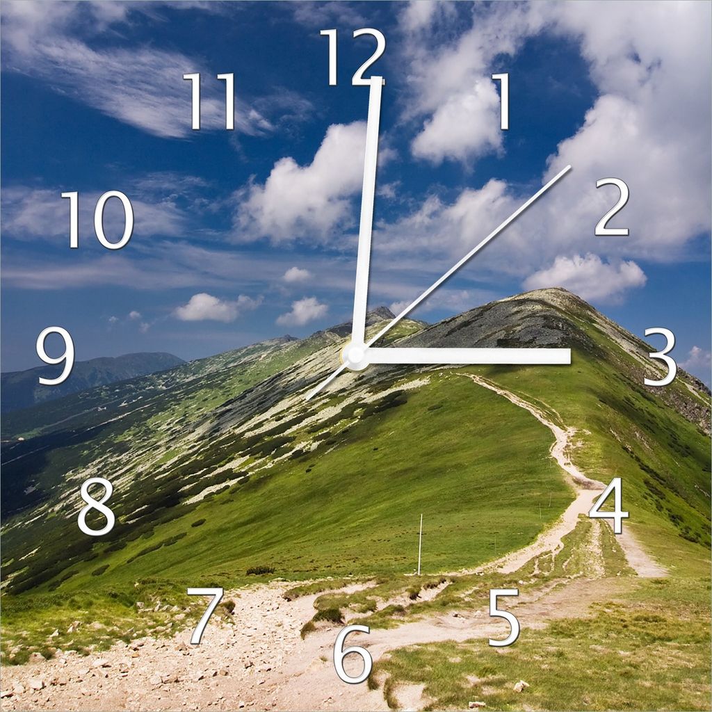 Wallario Design Wanduhr Alpenluft aus Echtglas, Größe 30 x 30 cm