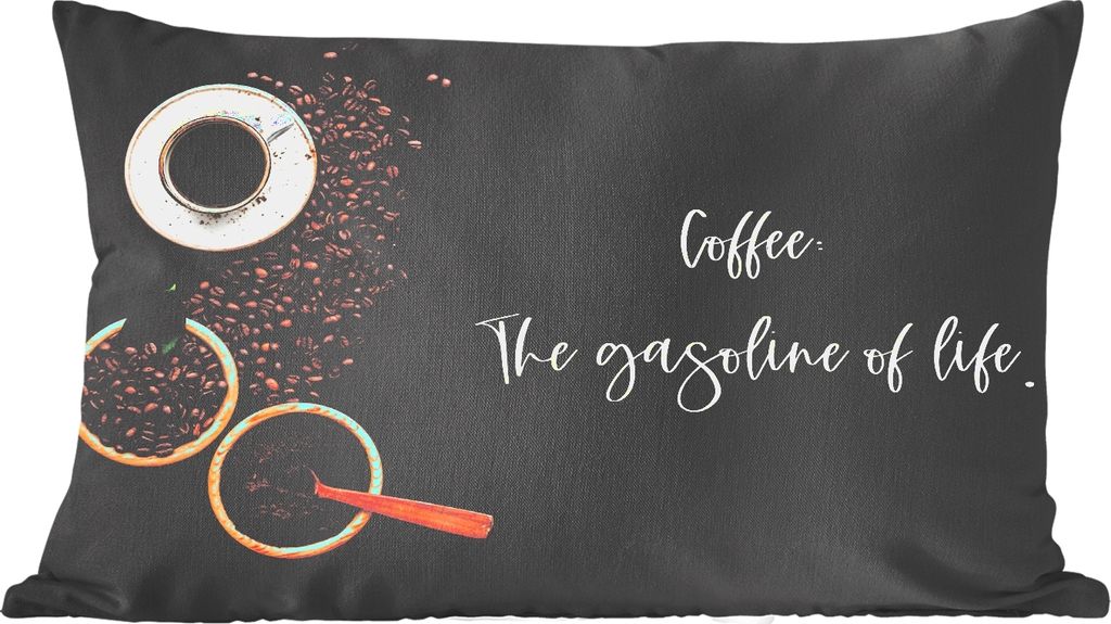 MuchoWow Zierkissen Sofakissen Wohnzimmer Dekokissen 50x30 cm Zitate - Sprichwörter - Kaffee: das Benzin des Lebens - Wohnzimmerdekoration - Pol...
