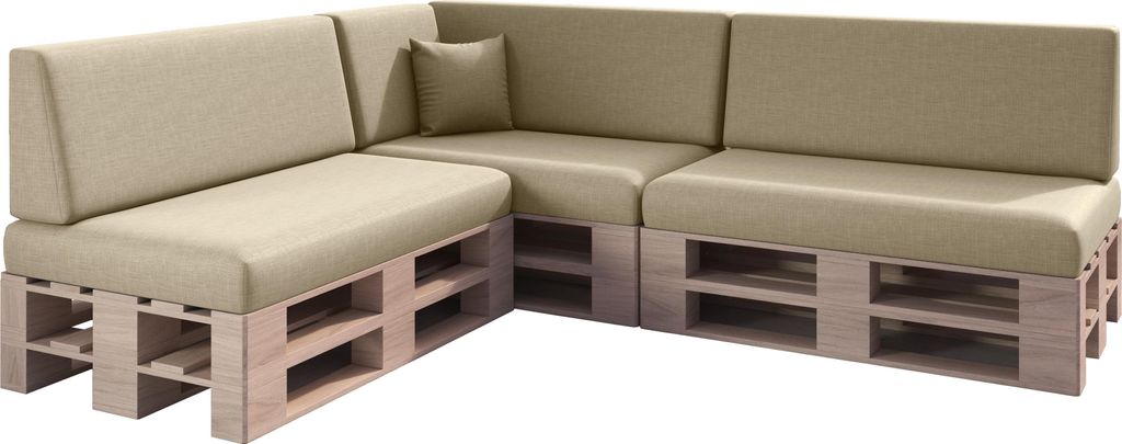 sunnypillow 8er Palettenkissen Set mit abnehmbarem Bezug Sitzkissen + Rückenkissen Palettenauflage Palettenpolster Indoor / Outdoor | Cremefarben |