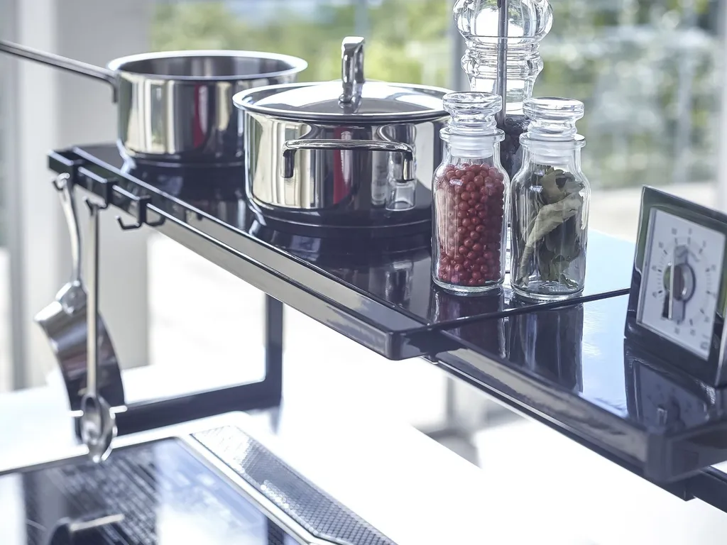 Porta Asciugacapelli Yamazaki Business – Design Giapponese, Nero, Con Gancio Per Bagno - 4